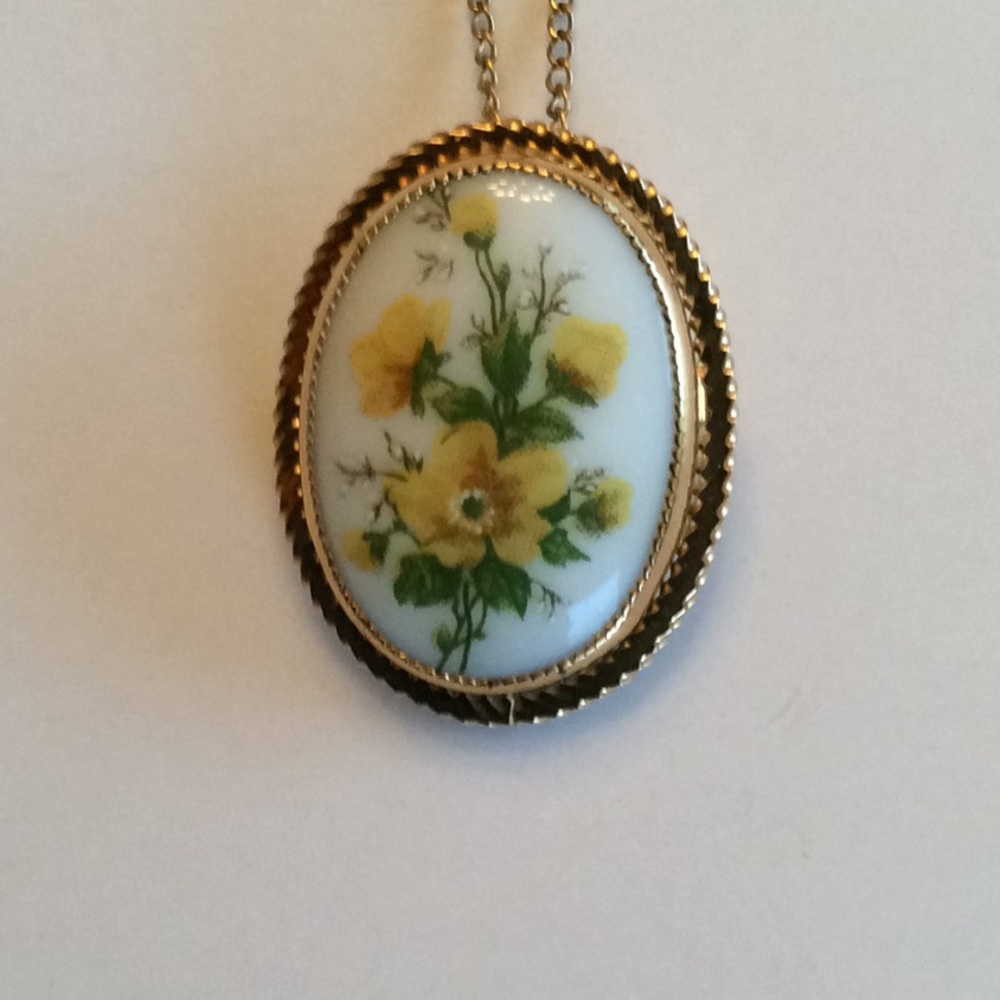 Lovely Yellow Flower Pendant or wear as a Pin